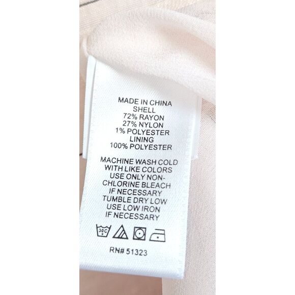 NWT CeCe WOMEN XL pink sands ruffle sleeves silky sheer blouse lined - Picture 10 of 12